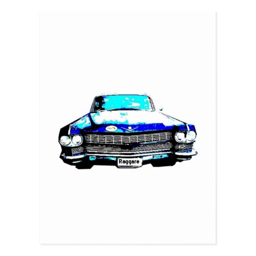 cadillac raggare car postcard