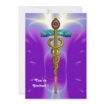 CADUCEUS , blue ,pink violet purple amethyst invitations