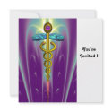 CADUCEUS blue pink violet purple amethyst white invitations
