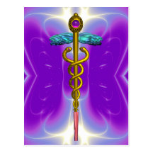CADUCEUS , Blue Purple , Gold Post Card