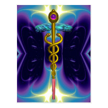 CADUCEUS , Blue Purple , Gold Postcards