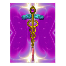 CADUCEUS , Blue Violet Pink , Gold Postcards