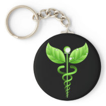 Caduceus Medical Icon Alternative Medicine Keyring