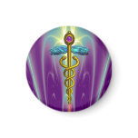 CADUCEUS , vibrant gold amethyst Magnet