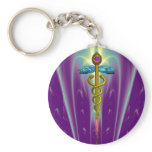 CADUCEUS , vibrant gold ametist keychains