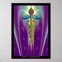 CADUCEUS , vibrant gold ametist Posters