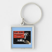 Cafe ABG Vintage Coffee Shop Ad Art Key Chain