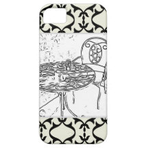 Cafe Bistro Table on Damask iPhone 5 Case