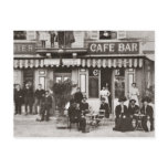 Café in France sepia postcard