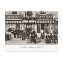 Café in France sepia postcard
