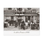 Café in France sepia postcard