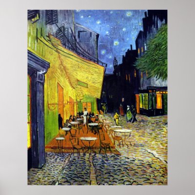 Cafe Terrace at Night Poster by burbankpilot