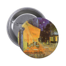 Cafe Terrace Night, van Gogh Vintage Impressionism Button
