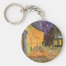Cafe Terrace Night, van Gogh Vintage Impressionism Keychain