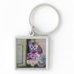 Caffeine Cat premium keychain