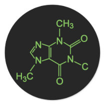 Caffeine Coffee Molecule Round Sticker