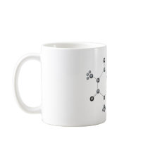 caffeine molecule, www.nutritionradio.org coffee mug