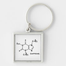 Caffiene molecule (chemical structure) keychains