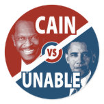 Cain vs Unable Herman Cain 2012 Sticker