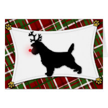 Cairn Terrier Reindeer Christmas Card