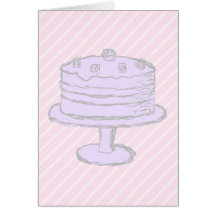 Cake in Light Purple on Pink. Greeting Card