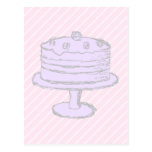 Cake in Light Purple on Pink. postcards