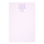 Cake in Light Purple on Pink. stationery