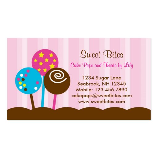 Cake Pop Business Card Template cake pops bakery business card zazzle Cake Pop Business Card Template cake pops bakery business card zazzle