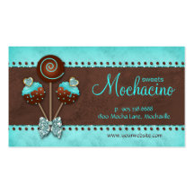Cake Pops Business Card Bakery Sparkle Blue Brown