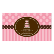 Cake Shop Pink Polka Dot Stripes Business Cards