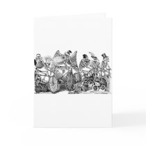 Calavera Bicyclists circa late 1800's Mexico Greeting Card