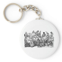 Calavera Bicyclists circa late 1800's Mexico Keychains