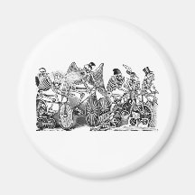 Calavera Bicyclists circa late 1800's Mexico Refrigerator Magnet