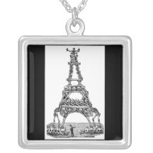 Calavera of the Eiffel Tower c. late 1800's. Necklace
