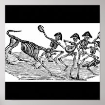 Calaveras at the Running of the Bulls c. 1800's Print