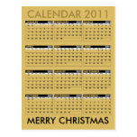 Calendar 2011 Merry Christmas Postcard Gold