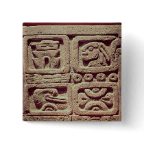 Calendar with four glyphs, Toltec Pinback Buttons