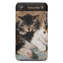 Calico Cat and Grey Kitten Fine Art Painting iPod Case-Mate Case