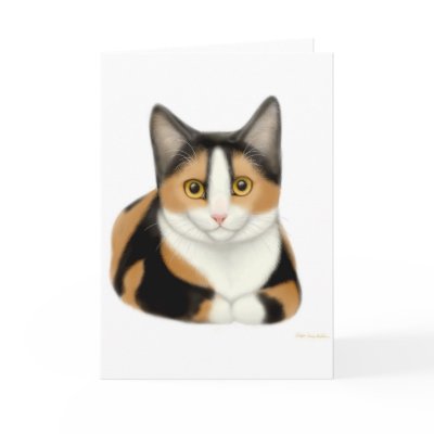 Calico Cat Greeting Card by twopurringcats