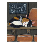Calico Cat in the Potting Shed Postcard postcards