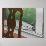 Calico Cat Napping in Window posters