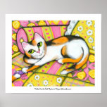 Calico Cat On Bed posters