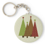 Calico Christmas Trees Keychain