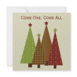 Calico Christmas Trees Party Invitation