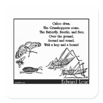 Calico drum square stickers