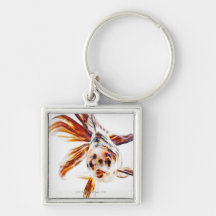 Calico Fantail Comet goldfish (Carassius Key Chain