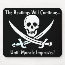 Calico Jack Jolly Roger, The Beatings Will Cont... Mouse Mats