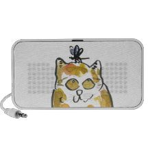 Calico Kitten and Dragonfly Laptop Speakers