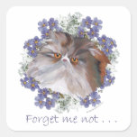 Calico Persian Cat Forget-Me-Not Square Stickers