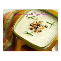 Califlower Soup with Raisin Caper Emulsion Post Card